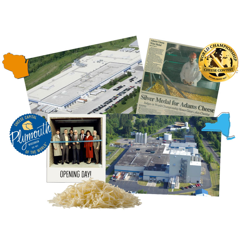 Overhead view of Wisconsin and New York cheese factories