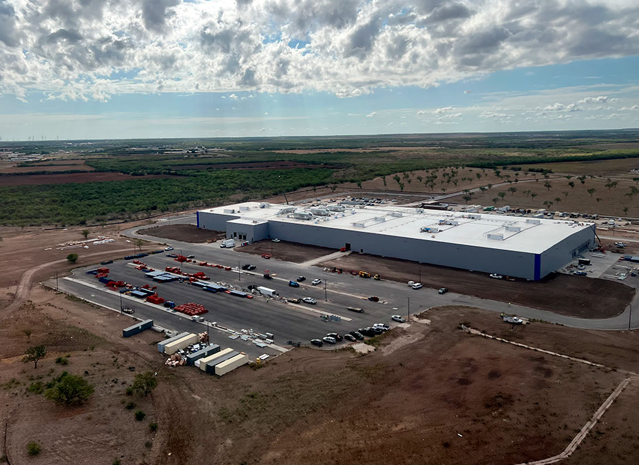 Aerial shot of a cheese production facility in Abilene, TX