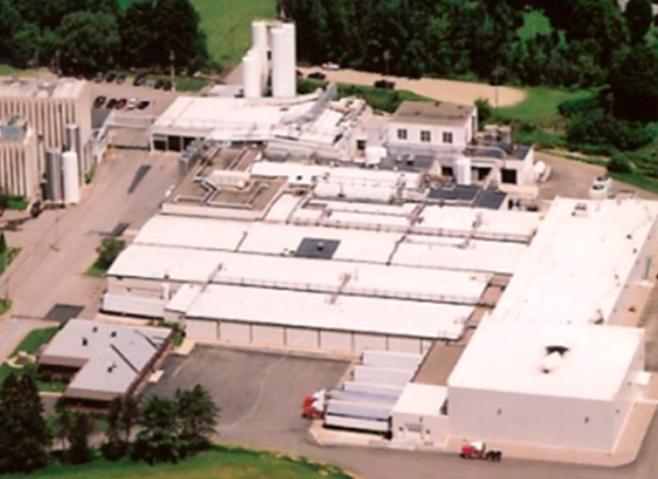 Aerial shot of a cheese production facility in Cuba, NY