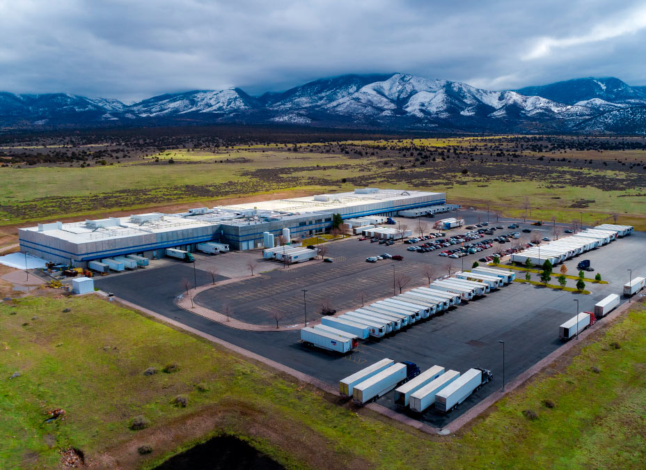 Aerial shot of a cheese production facility in Fillmore, UT