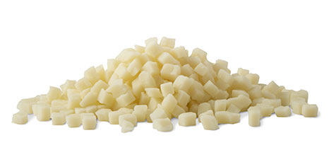 Diced cheese in a pile