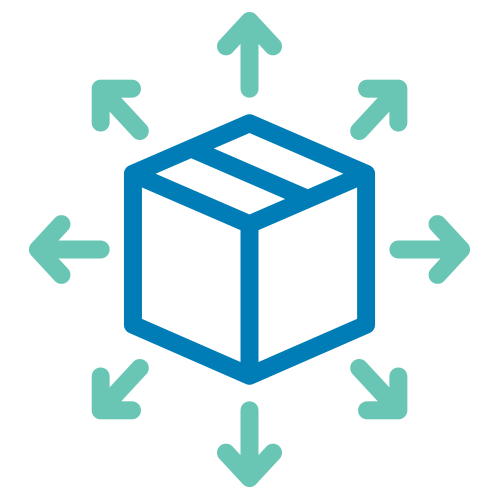 Arrows pointing out from a cardboard box