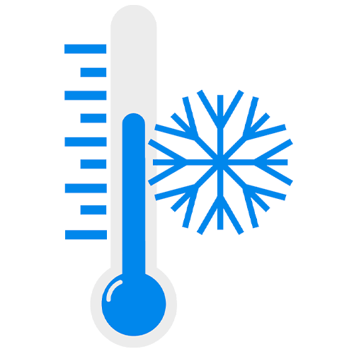 Thermometer showing a cold temperature